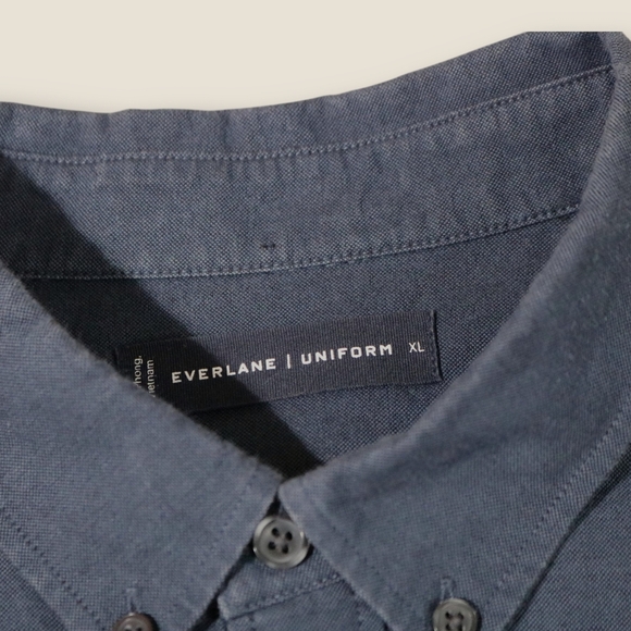 Everlane Uniform Dark Grey Cotton Button Up Long Sleeve Shirt Men’s XL - Picture 3 of 6